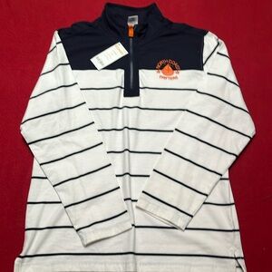 Gymboree Boys Sweatshirt size 10/12 Striped Blue and White Quarter zip